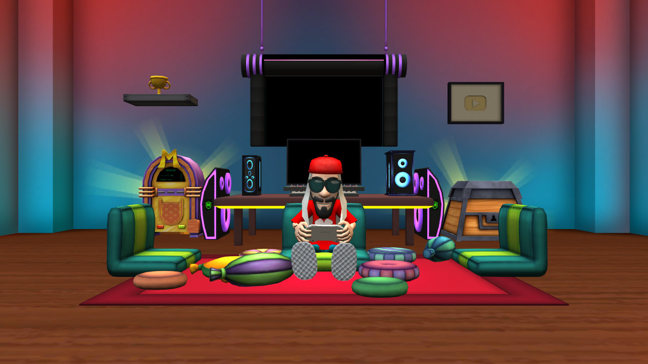 Mussoumano Game screenshot 01 - Mussoumano sentado em seu estúdio e jogando video game